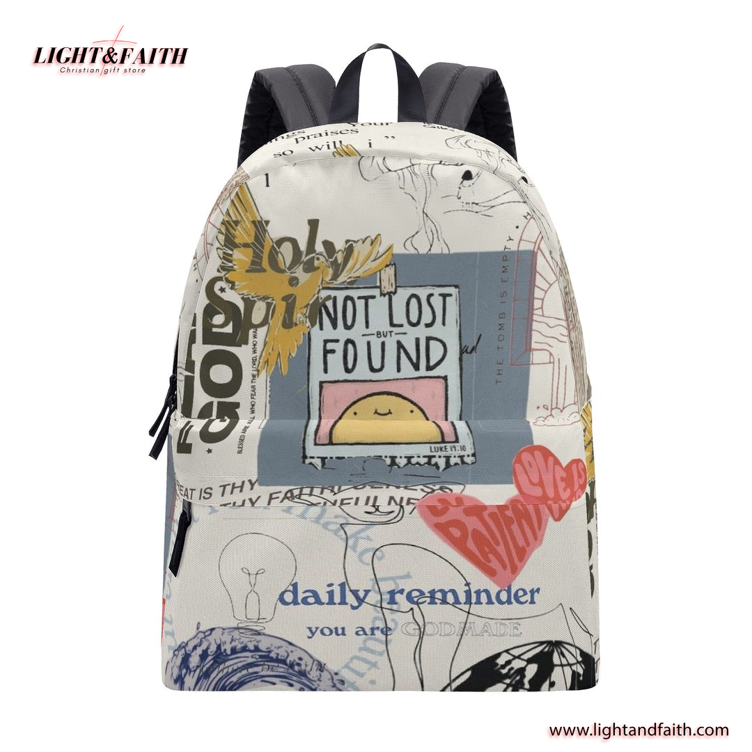 Not Lost But Found Backpack, Christian Inspirational Bag, Faith-Based Bible Verse Backpack, Daily Reminder Backpack.PLAF27